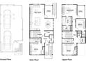 Detailed floor plan showcasing the layout of the ground, main, and upper floors of the home at 413 West Palms Dr., Myrtle Beach, SC 29579