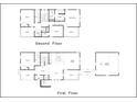 Detailed floor plan showing the layout of the first floor, second floor and garage at 413 West Palms Dr., Myrtle Beach, SC 29579