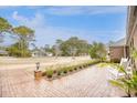 Landscaped yard with brick walkway and side yard view at 5816 Woodside Ave., Myrtle Beach, SC 29577