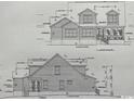 Architectural drawing depicting the rear and side elevations, including porch, windows, and garage access at 1004 James Island Ave., North Myrtle Beach, SC 29582