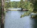 Serene waterfront view of a peaceful lake surrounded by lush greenery at 4090 Lake Shore Dr., Little River, SC 29566