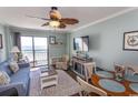 Cozy living room with ocean view, comfortable seating, and stylish decor at 2001 S Ocean Blvd. # 405, Myrtle Beach, SC 29577