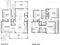 Detailed floor plan showcasing the layout of the home's main and upper floors with bedrooms, bathrooms, and living areas at 319 Crossing Ct., Myrtle Beach, SC 29588