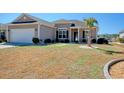 Inviting front yard with mature landscaping, a young palm tree, and a walkway leading to the front door at 434 Carrick Loop, Longs, SC 29568