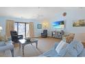 Comfortable living room with a ceiling fan, a mounted flat screen tv, and balcony access at 340 Lands End Blvd. # 18, Myrtle Beach, SC 29572