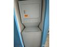 Convenient stacked washer and dryer, maximizing space in the laundry area at 1903 S Ocean Blvd. # 606, North Myrtle Beach, SC 29582