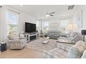 Bright living room with lots of light, comfortable seating, and a ceiling fan at 2476 Blue Crane Circle # 101, Myrtle Beach, SC 29577