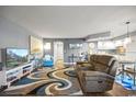 Cozy living room featuring a comfortable couch, bright TV, and stylish decor, perfect for relaxation and entertainment at 4222 Pinehurst Dr. # I-9, Little River, SC 29566