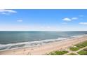 Beautiful ocean view of the beach with blue skies and people walking along the beach at 2000 N Ocean Blvd. # 1509, Myrtle Beach, SC 29577