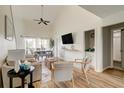 Inviting living room featuring high ceilings, neutral decor, and an open layout, ideal for entertaining guests at 1356 Glenns Bay Rd. # 202B, Surfside Beach, SC 29575