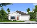Beautiful single-story home design with a white trim, a garage, and a well-kept lawn at 448 Sun Colony Blvd., Longs, SC 29568