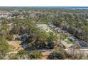 An aerial view of a community surrounded by lush greenery, offering a serene living environment at 55 Porch Ln., Pawleys Island, SC 29585