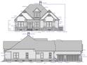 Detailed front and side elevation of a charming house with architectural specifications and measurements at 135 Low Country Loop, Murrells Inlet, SC 29576