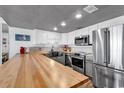 Modern kitchen featuring stainless steel appliances and wood countertops at 912 N Waccamaw Dr. # 1404, Garden City Beach, SC 29576
