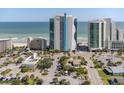 Aerial view showcasing the Oceans One Resort with panoramic views of the ocean and Myrtle Beach coastline at 107 S Ocean Blvd. # 1706, Myrtle Beach, SC 29577
