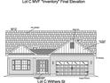 Detailed architectural elevation diagram featuring roof slopes, overhangs, and material specifications at 2315 Withers St., Georgetown, SC 29440