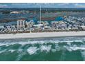 An aerial view of a beach with houses and the ocean in Myrtle Beach, South Carolina at 4201 N Ocean Blvd. # I3, North Myrtle Beach, SC 29582