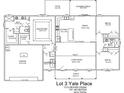 Detailed floor plan featuring 3 bedrooms, 2 bathrooms, kitchen, living room, and 2-car garage at 224 Ford Rd., Pawleys Island, SC 29585