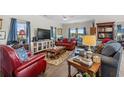 Cozy living room with hardwood floors, plush furnishings, and natural light at 100 Marblehead Dr., Little River, SC 29566
