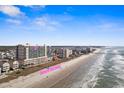 Aerial view of a beachfront condo with direct beach access at 5700 N Ocean Blvd. # 1107, North Myrtle Beach, SC 29582
