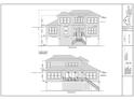 Detailed front and rear elevation blueprint of the coastal home, showcasing architectural elements at 318 15Th Ave. S, Surfside Beach, SC 29575