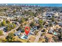 Aerial view of a neighborhood and residence featuring an in-ground pool and lake at 806 Duncan Ave., Myrtle Beach, SC 29572
