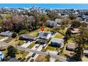 Serene aerial view highlighting the property's location near the coast and surrounding neighborhood at 213 S Myrtle Dr., Surfside Beach, SC 29575