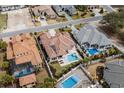 Aerial view of the neighborhood showcases well-manicured lawns, pools, and close proximity to neighbors at 9109 Sanremo Ln., Myrtle Beach, SC 29579
