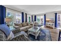 Bright living room featuring stylish furniture, elegant blue accents, and expansive windows offering picturesque outdoor views at 211 76Th Ave. N # A-2, Myrtle Beach, SC 29572