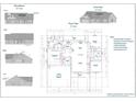 Blueprint of the floor plan and house elevations for a one-story home at 1395 Knotty Branch Rd., Conway, SC 29527