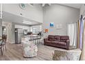 Open-concept living area with kitchen, seating, and stylish finishes at 1851 Colony Dr. # 6J, Myrtle Beach, SC 29575
