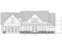 Front elevation of a home featuring a two-car garage, covered porch, stone veneer, and symmetrical window placement at 804 Edisto Ct., Myrtle Beach, SC 29588