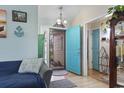 Bright entryway with blue accents, opening to the living area and enhancing the home's cheerful ambiance at 105 Windsor Springs Rd., Conway, SC 29526