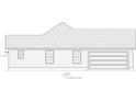 Left elevation of house plan shows windows, garage doors, and roof overhang at 242 Country Club Rd., Marion, SC 29571