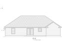 Rear elevation of house plan shows back patio entry and roof overhang at 242 Country Club Rd., Marion, SC 29571