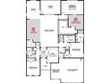 Detailed floor plan showcasing the layout of a home with a study, three bedrooms, and a spacious living area at 66 Northbrook Dr, Murrells Inlet, SC 29576