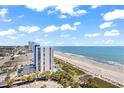 Beautiful aerial view of building next to the beach with ocean view at 2001 S Ocean Blvd. # 1303, Myrtle Beach, SC 29577