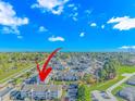 Aerial shot shows the condo building is near many businesses and the ocean at 3795 Hitchcock Way # 617, Myrtle Beach, SC 29577