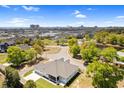 Expansive aerial view of a beautifully landscaped home with city skyline and waterway views at 1001 James Island Ave., North Myrtle Beach, SC 29582