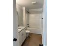 Clean bathroom with a granite vanity, toilet, and a shower/tub combination with a white surround at 8062 Mill Pond Rd., Galivants Ferry, SC 29544