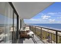 Relax on this lovely balcony and soak in the amazing ocean views while enjoying the fresh air at 2001 S Ocean Blvd. # 406, Myrtle Beach, SC 29577
