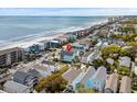 Breathtaking aerial view of the beach neighborhood, emphasizing the home's prime location and ocean views at 1010B S Ocean Blvd., Surfside Beach, SC 29575