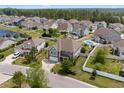 Aerial view of a residential neighborhood with well-maintained homes, private pools, and lush greenery at 3110 Bramble Glen Dr., Myrtle Beach, SC 29579