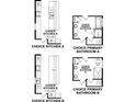 Floor plan options showcasing two kitchen and two primary bathroom design choices at 124 Northbrook Dr, Murrells Inlet, SC 29576