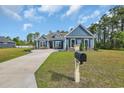 Charming blue two-story home with a manicured lawn and a black mailbox at 1509 Osage Dr., Myrtle Beach, SC 29579