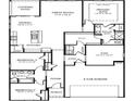 Detailed layout showing a 3 bedroom home with a 2 car garage, flex space, and open concept living at 4834 Hopespring St., Myrtle Beach, SC 29579
