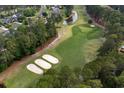 Scenic aerial view of a lush golf course featuring manicured greens and mature trees at 512 Allspice Ln., Myrtle Beach, SC 29579