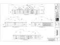 Architectural drawings showing the front, rear and side elevations of a modern home design at 25 Pinewood Dr., Carolina Shores, SC 28467