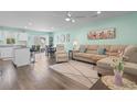 Inviting living room featuring stylish furnishings, a ceiling fan and an open floor plan at 136 Villa Grande St. # B, Myrtle Beach, SC 29579