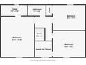 Upstairs floor plan exhibiting bedroom and bathroom layouts with key measurements at 7602 Glenwood Dr., Myrtle Beach, SC 29572